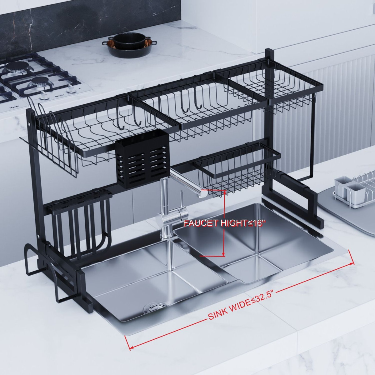 TOOLKISS Stainless Steel Over the Sink Dish Rack & Reviews Wayfair